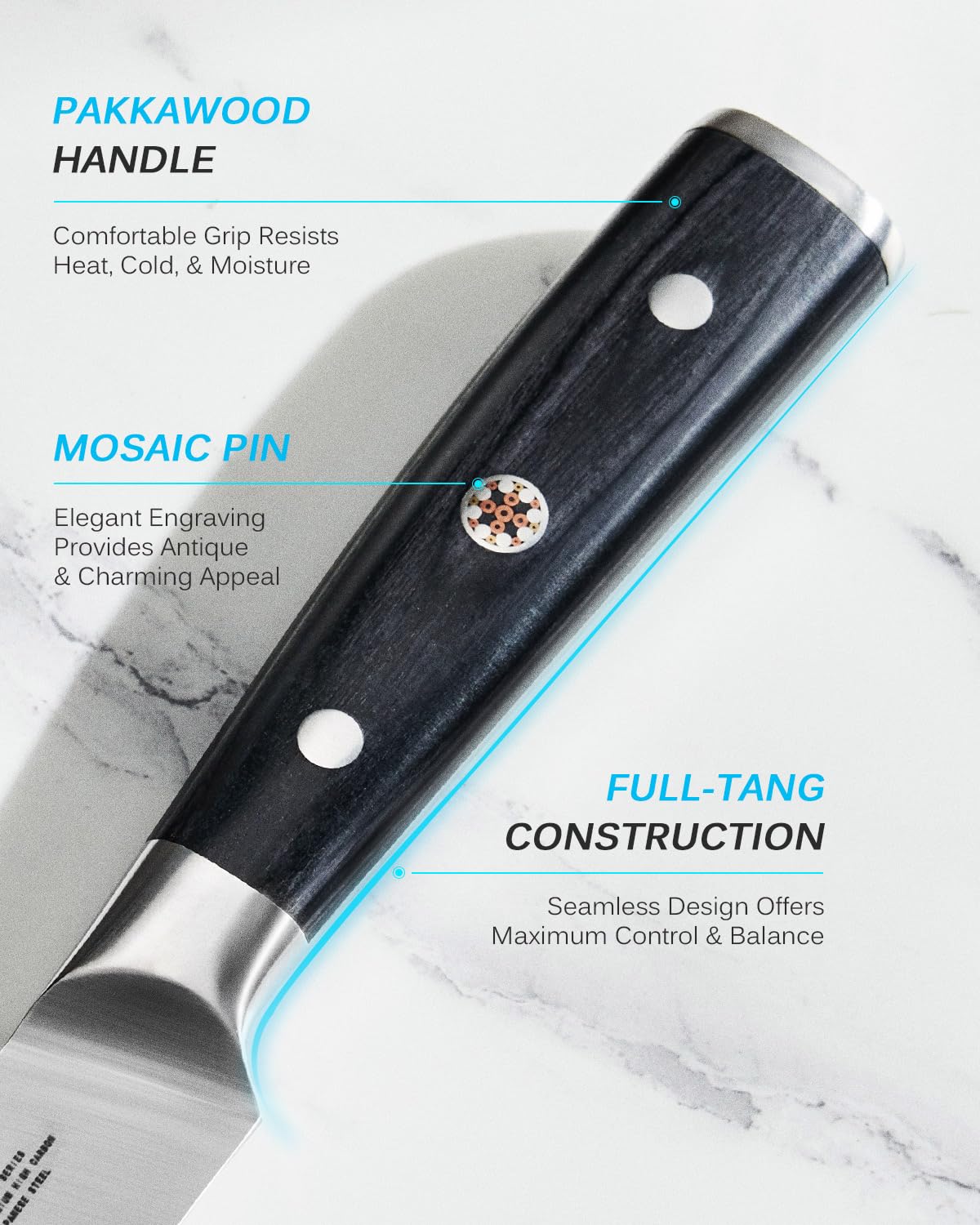 KYOKU full-tang design delivers balanced control during prep.
