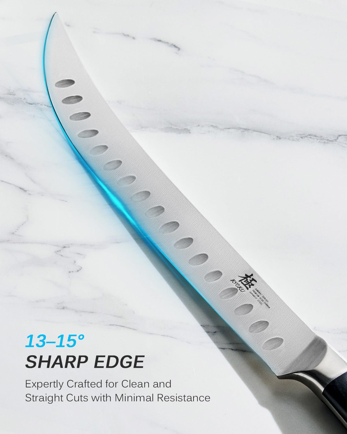 KYOKU full tang construction emphasizes durability and balanced control during heavy slicing.