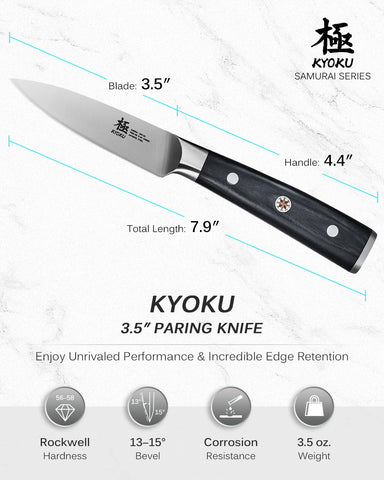 KYOKU high-carbon steel blade maintains sharpness for precise work.