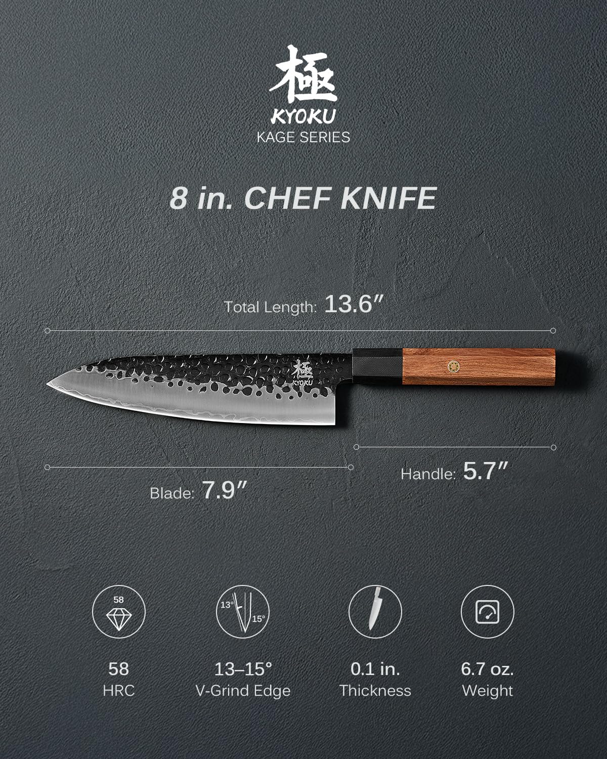 KYOKU hand-forged texture enhances grip and rugged visual appeal