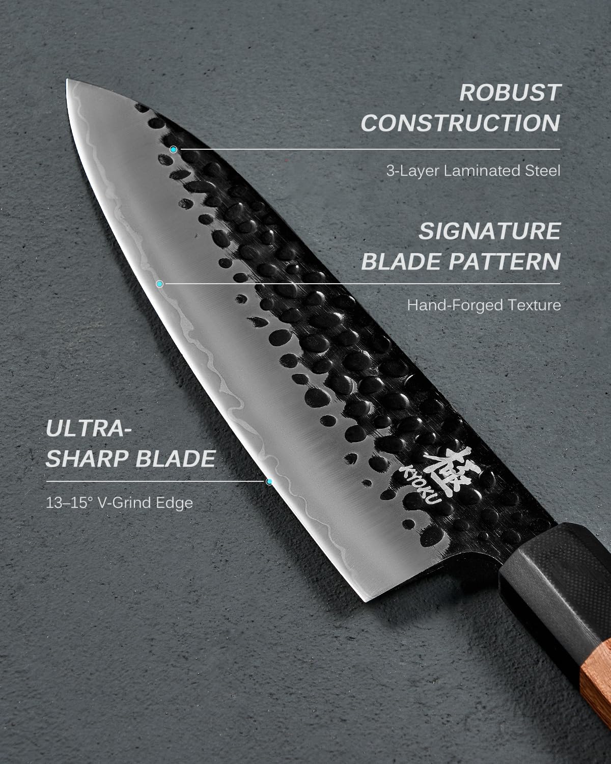 KYOKU 3-layer laminated steel blade for durability and edge retention