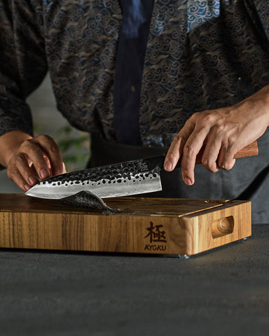 KYOKU rosewood handle provides comfortable, balanced grip for extended prep