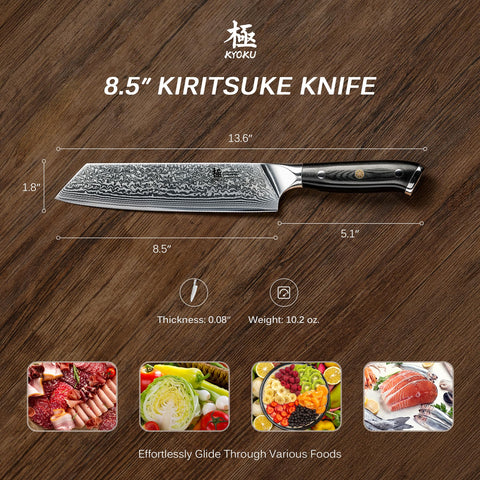 KYOKU Kiritsuke knife mosaic-pin handle detail adds durability and style.