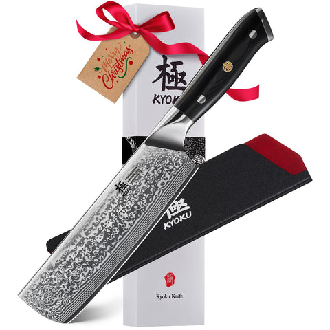 KYOKU Nakiri 7-inch blade close-up showing a sharp edge for precise vegetable prep