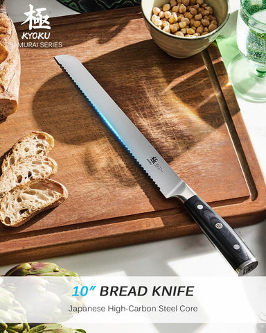 KYOKU Pakkawood handle with mosaic pin offers comfortable grip.