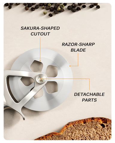 KYOKU pizza cutter with G10 handle offers comfortable, controlled slicing.