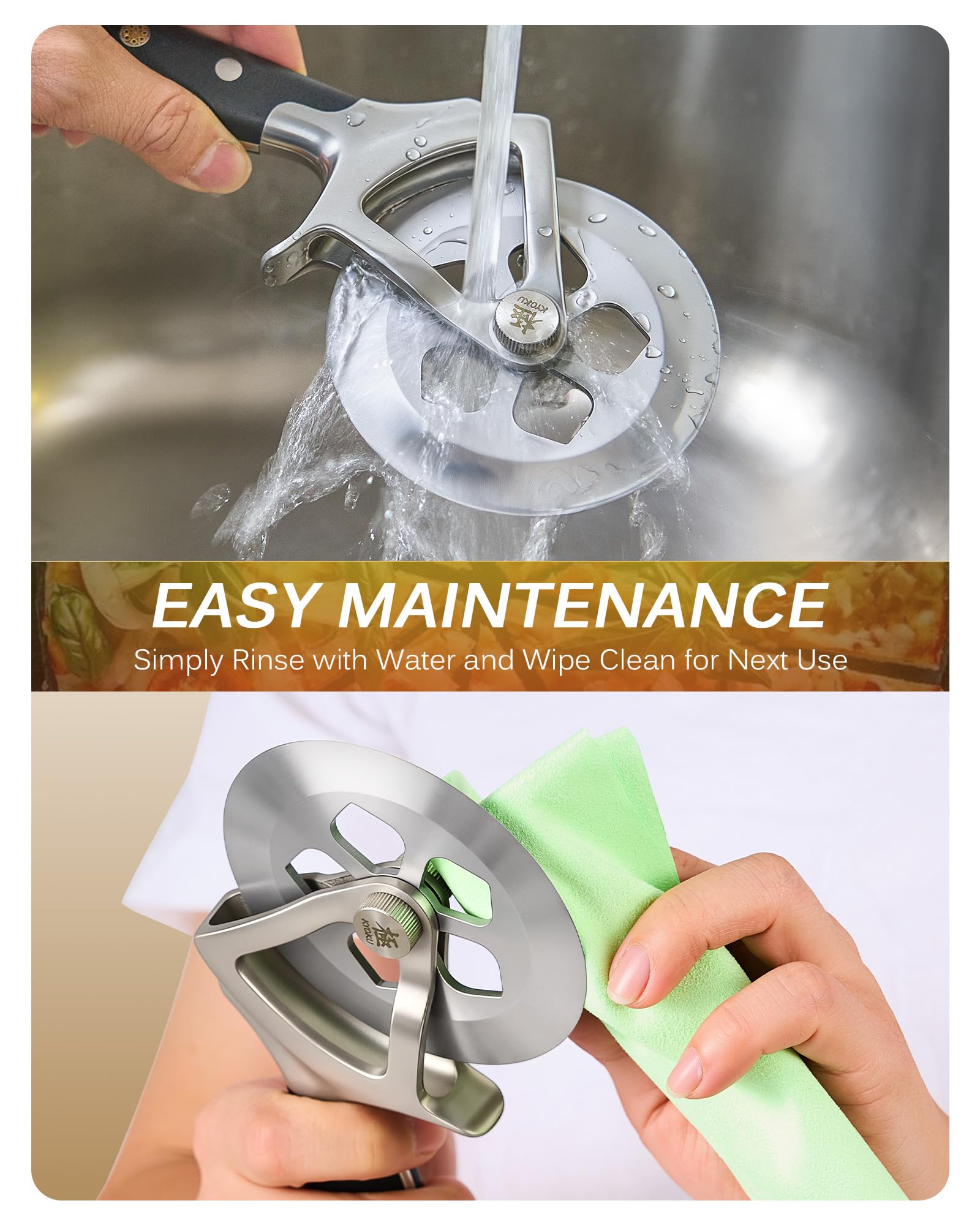 KYOKU cutter hangs via built-in hole for easy access.