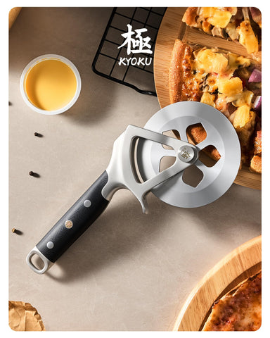 KYOKU 4 in. pizza cutter suits busy home kitchens for long sessions.