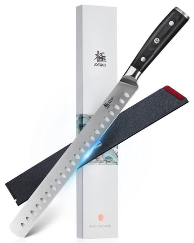 KYOKU Samurai 12-inch slicing knife blade for precise meat carving.