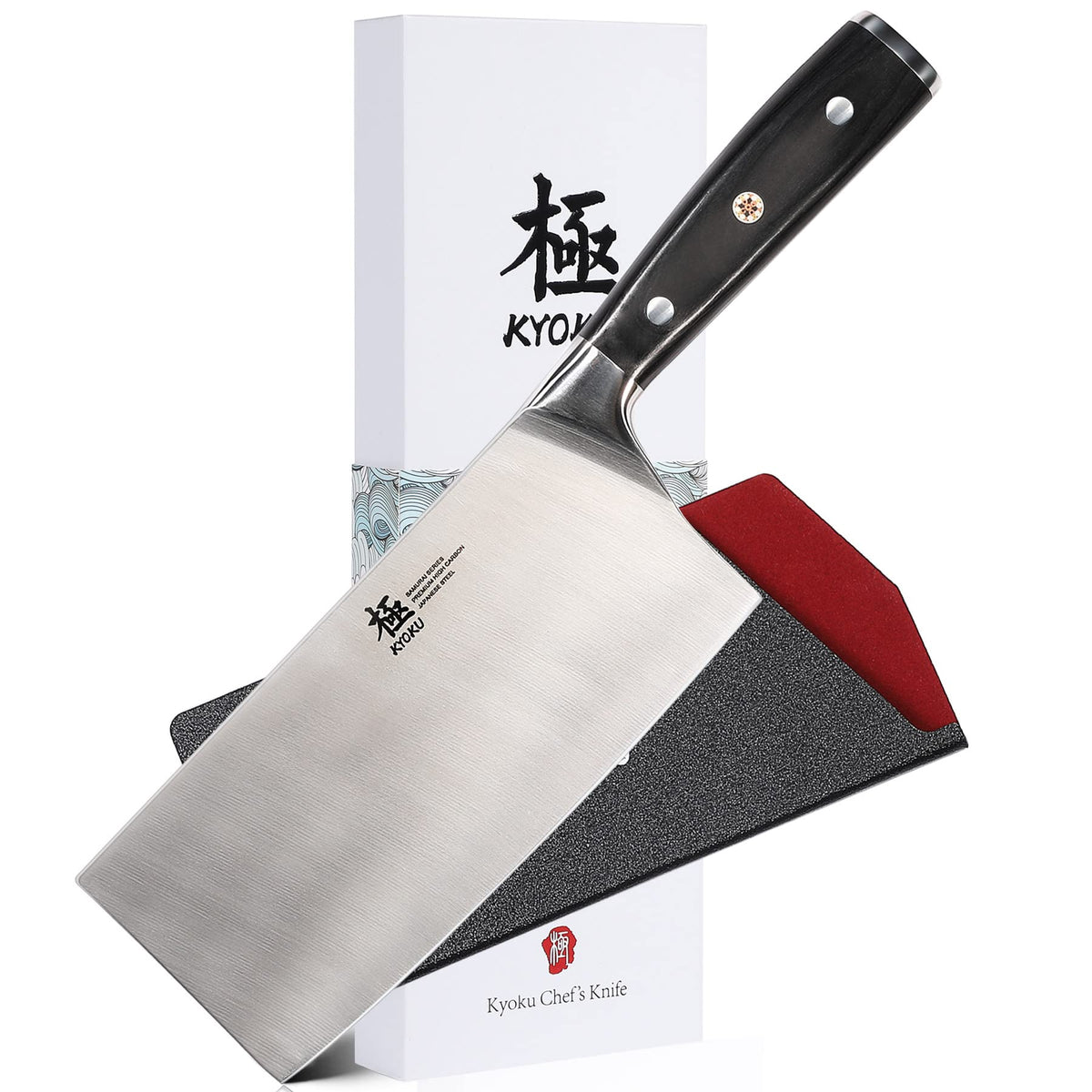 KYOKU Samurai 7in cleaver blade closeup showing sharp edge for precise chopping