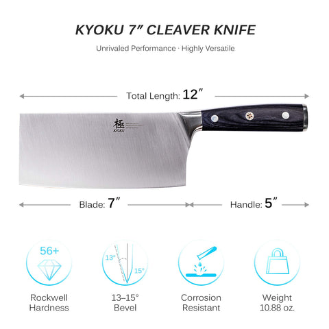 KYOKU Samurai cleaver with sheath protecting blade and keeping kitchen safe