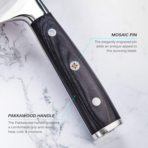 KYOKU Samurai Nakiri hollow-edge design minimizes sticking for smoother cuts.