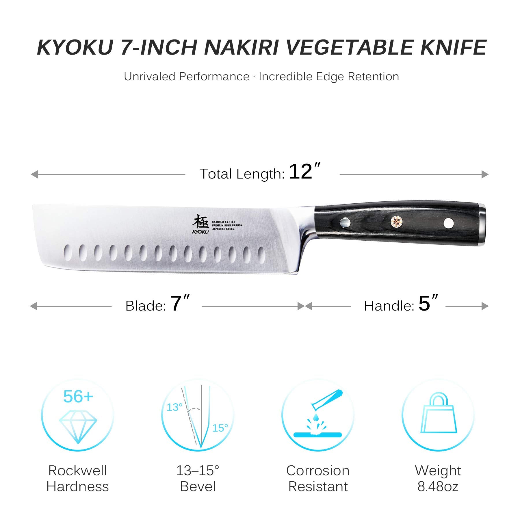 KYOKU Samurai Nakiri sheath and case protect the blade during storage.