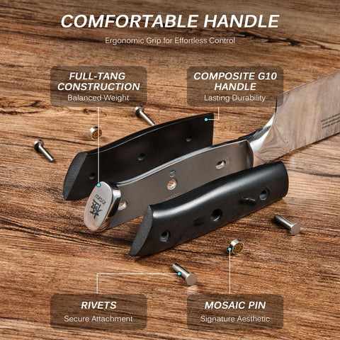 KYOKU Triple-riveted G10 handle delivers durable, moisture-resistant grip