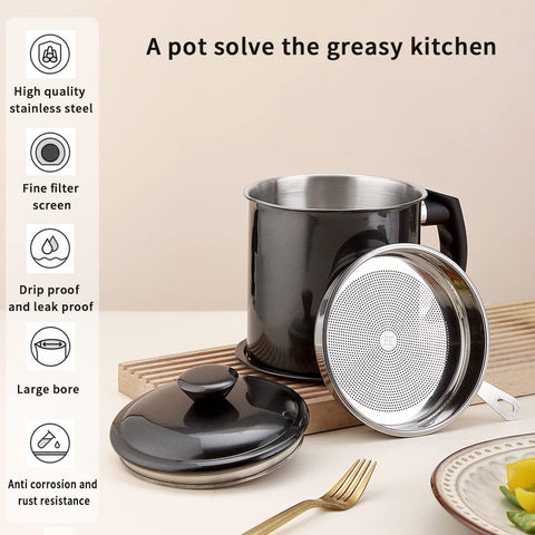 Kyraton bacon grease container capacity 1.4 liter for versatile storage.