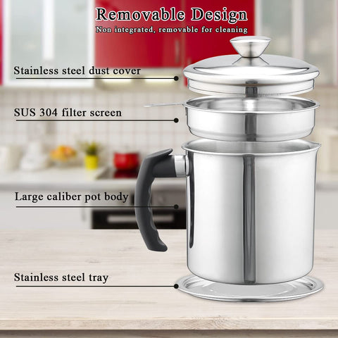 Kyraton grease container on kitchen counter keeps fat storage organized.