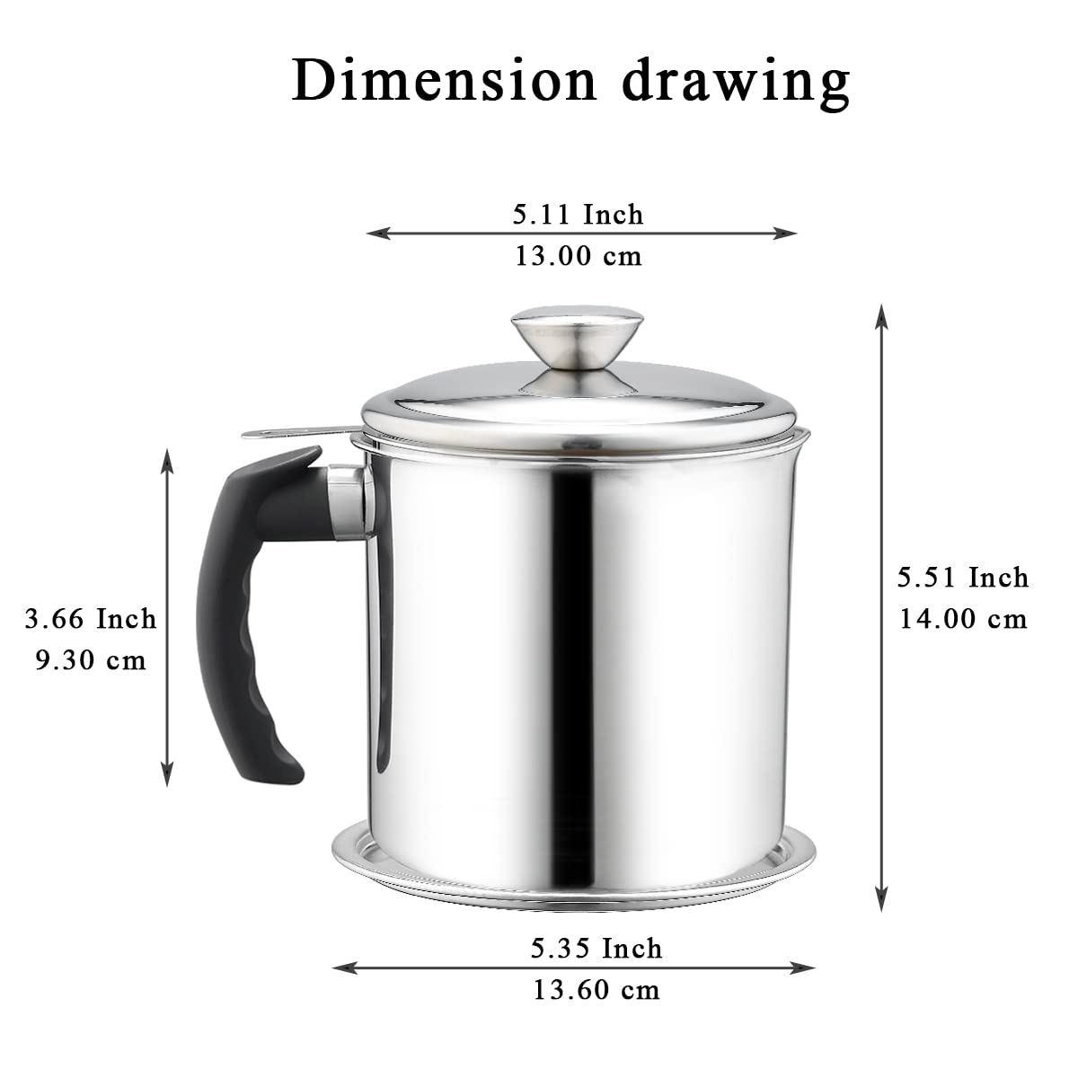 Kyraton grease container with lid and ergonomic handle for secure pouring.