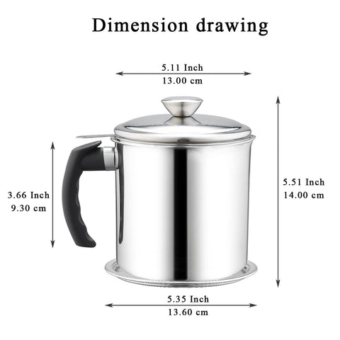 Kyraton grease container with lid and ergonomic handle for secure pouring.