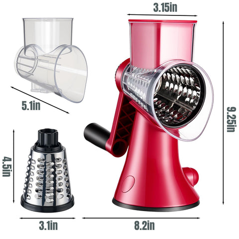 KYZ anti-jam design reduces clogs while grating vegetables