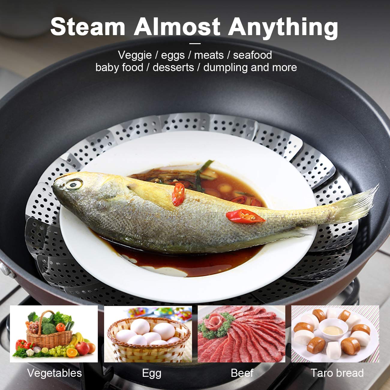 KZNXCVI steamer basket is dishwasher-safe for easy cleaning after meals.
