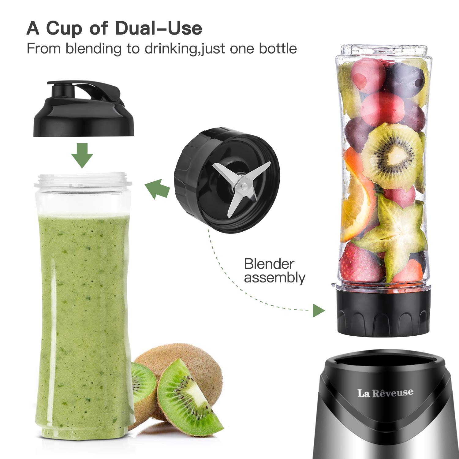 La Reveuse 18oz BPA-free jar ideal for single-serve smoothies.