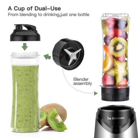 La Reveuse 18oz BPA-free jar ideal for single-serve smoothies.