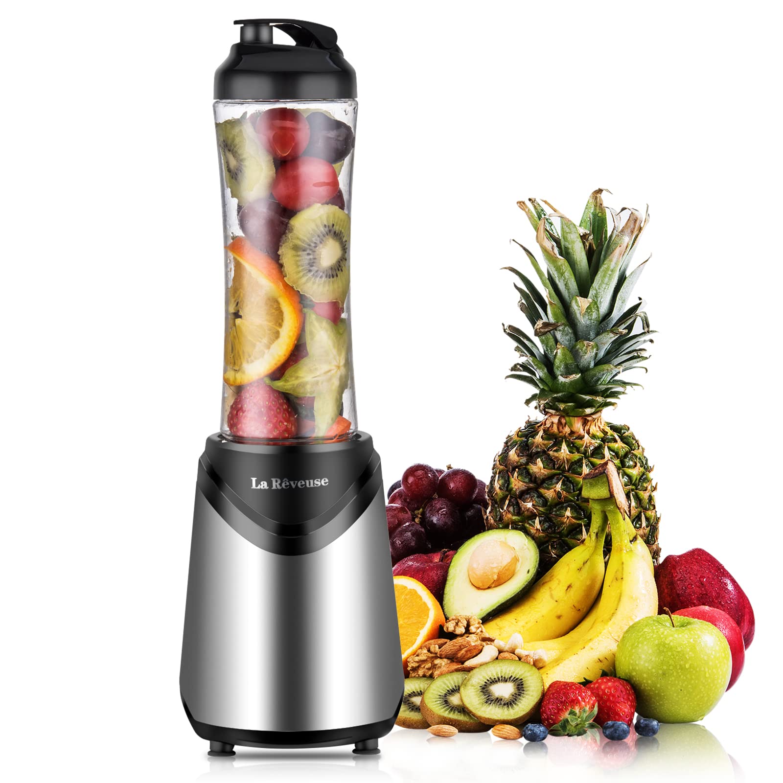 La Reveuse 300W blender motor close-up, showing power for smooth daily blends.