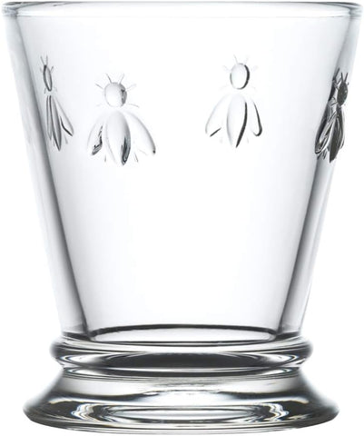 La Rochere Napoleon Bee tumbler side view highlighting clear glass and ergonomic grip.