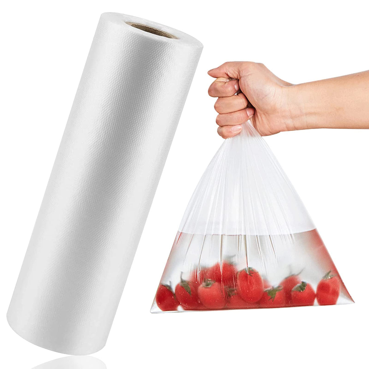 LabelMore 12x16 bags on a roll for organized produce storage.
