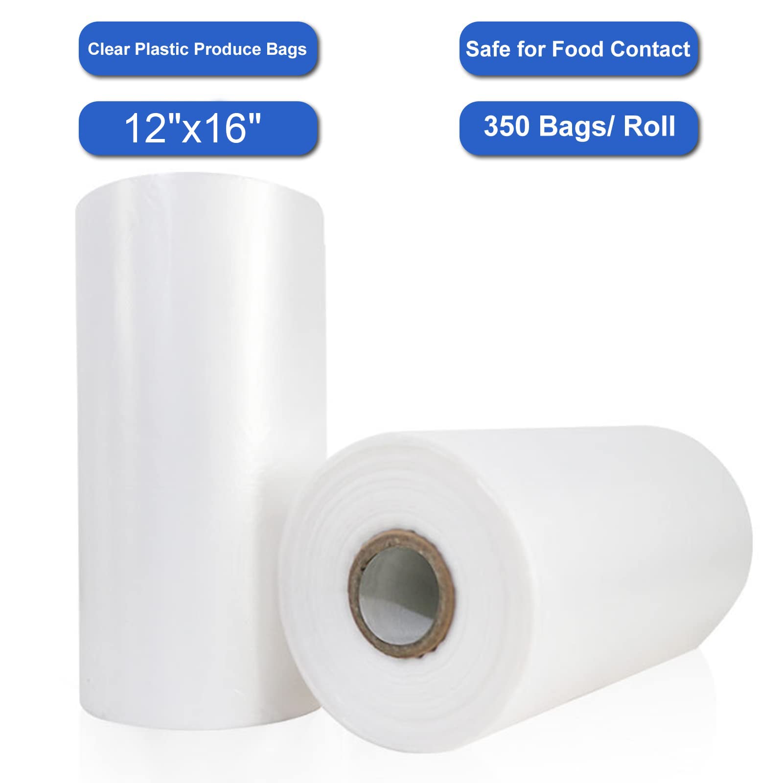 LabelMore clear produce bags showing contents through transparent film.