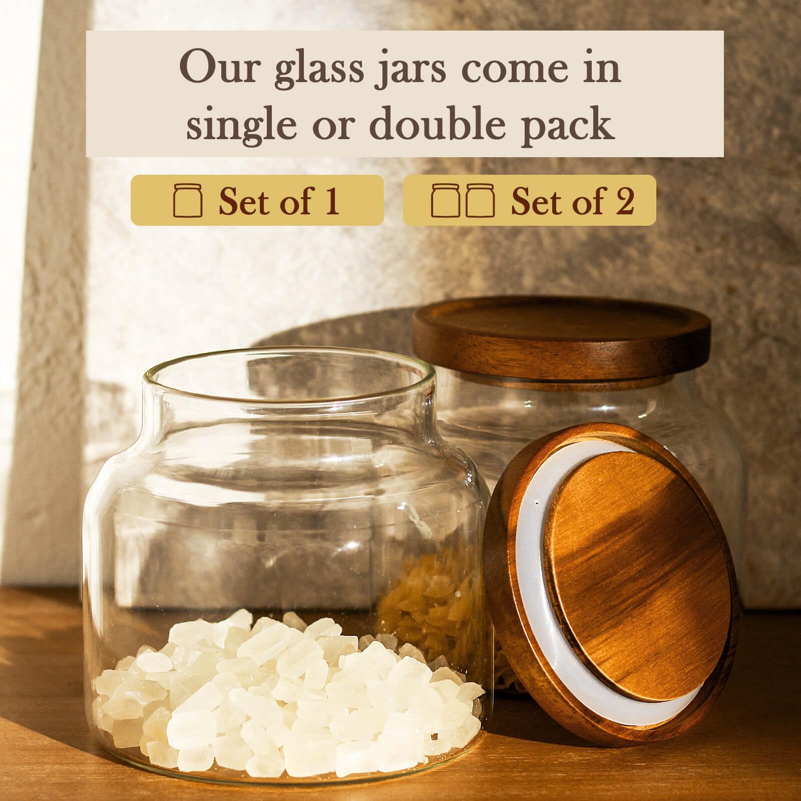 Labina borosilicate glass canister for flour and sugar with airtight seal.
