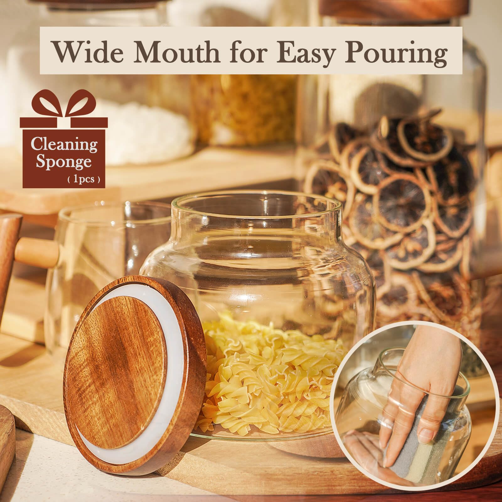 Labina kitchen storage glass container adds a clean, practical touch to shelves.