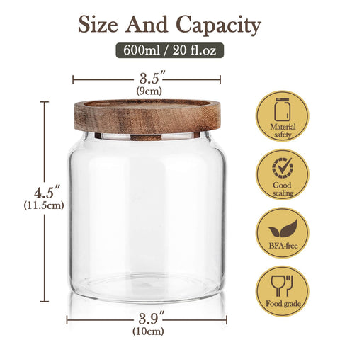Labina wide-mouth jar with wood lid for easy pouring and cleaning