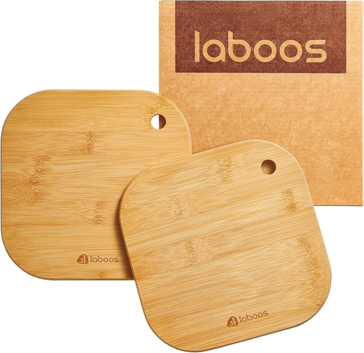 Laboos bamboo mini cutting boards set of 2 for compact kitchen prep.