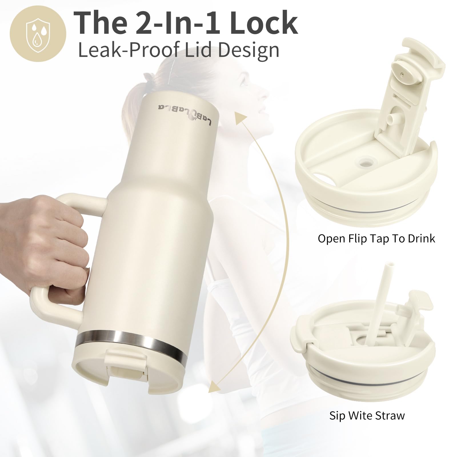 Labulabla stainless steel tumbler with double-wall insulation to keep drinks cold.