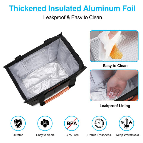 Lacdo lunch bag front pocket holds utensils and napkins for quick access