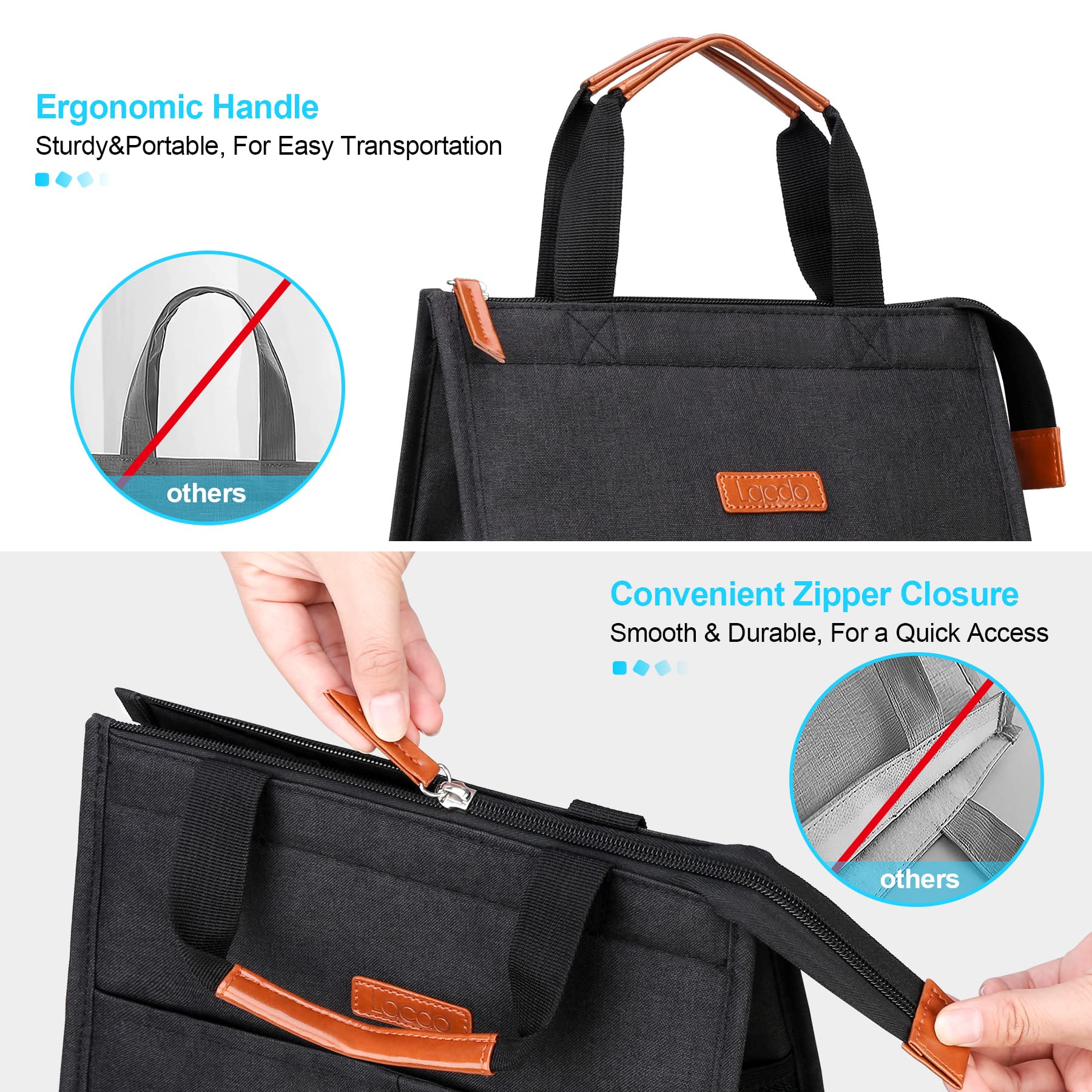 Lacdo lunch bag interior insulation keeps meals fresh during commutes