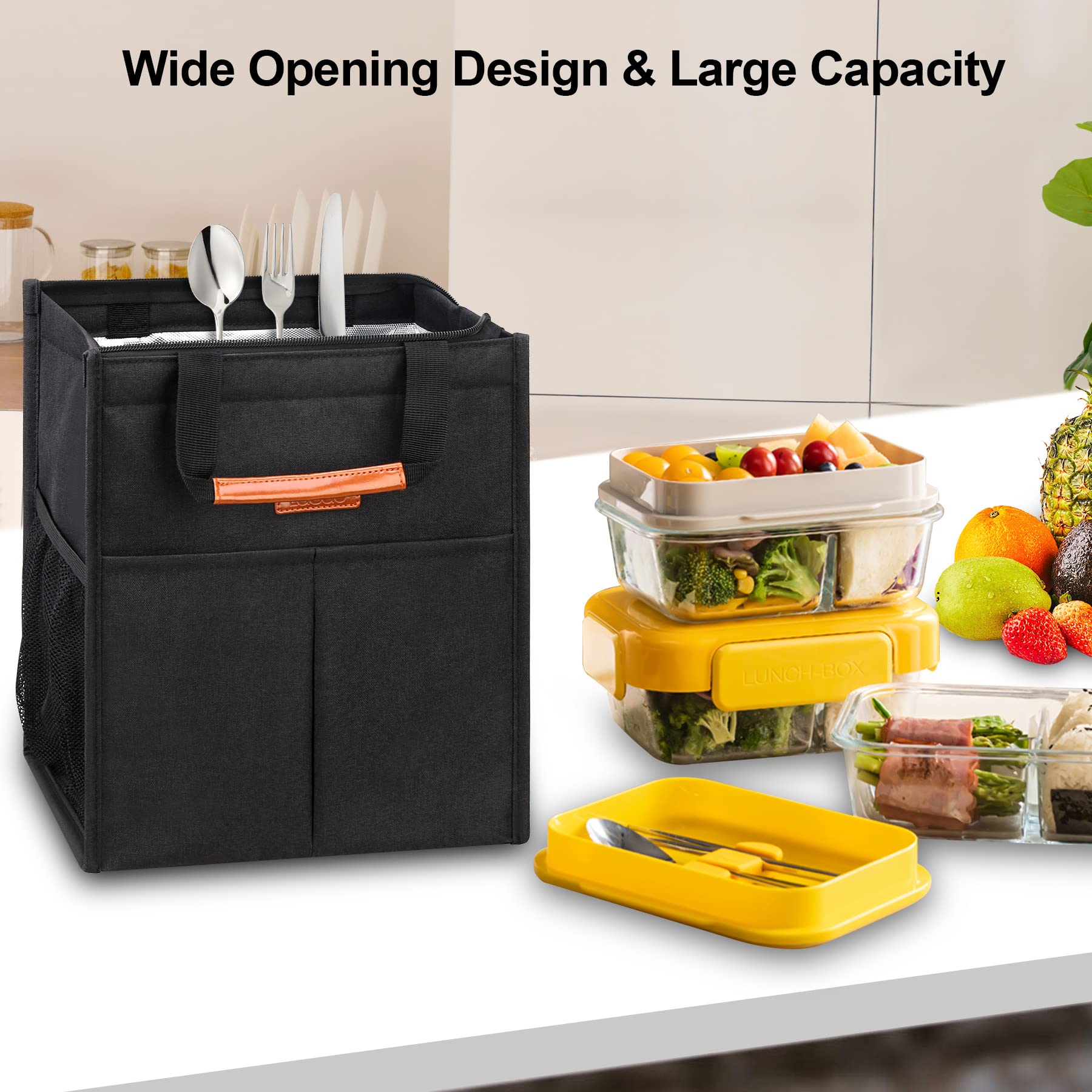 Lacdo lunch bag padded handles improve grip for daily carrying