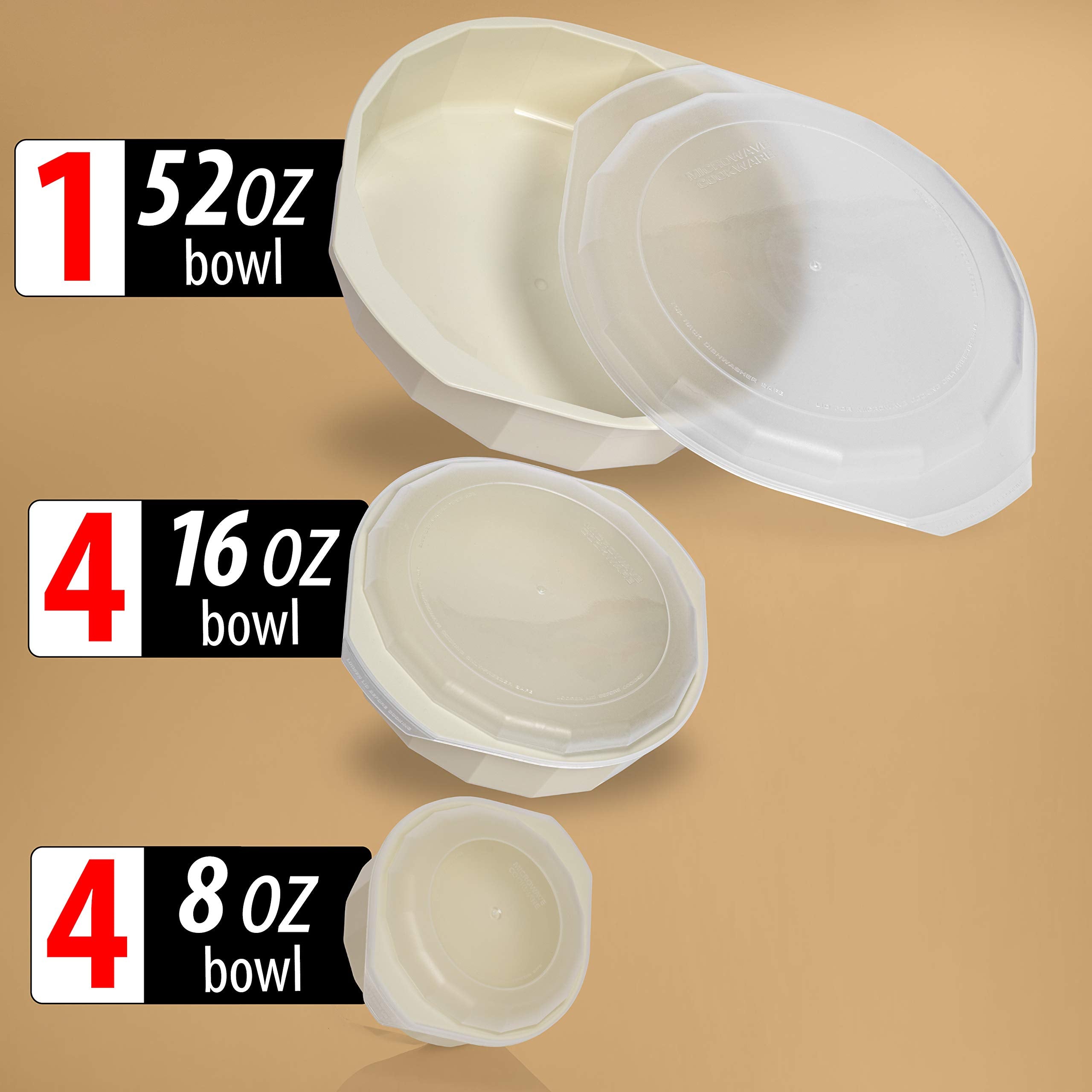 LaCuisine 14oz covered bowls ideal for single servings and meal-prep.