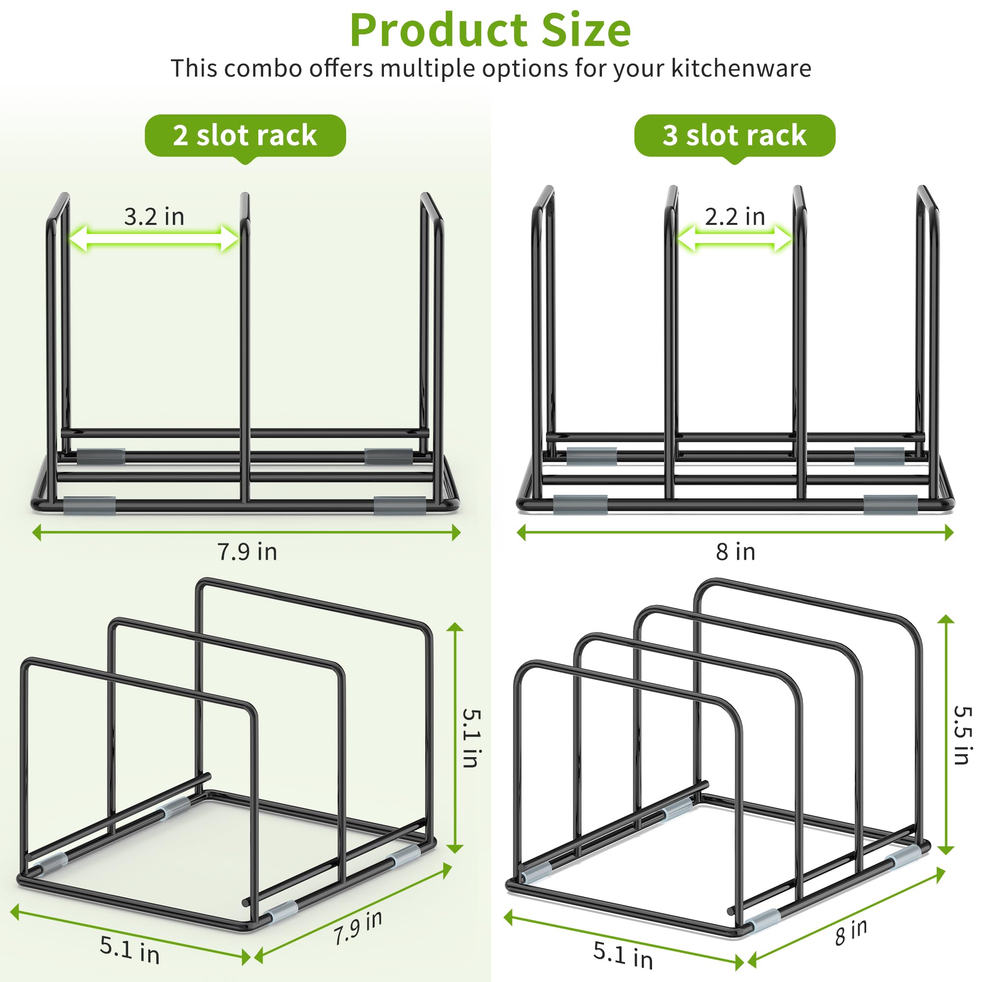 Laemyfyre pan-and-pot-organizer-rack 3-slot area for slim bakeware and boards