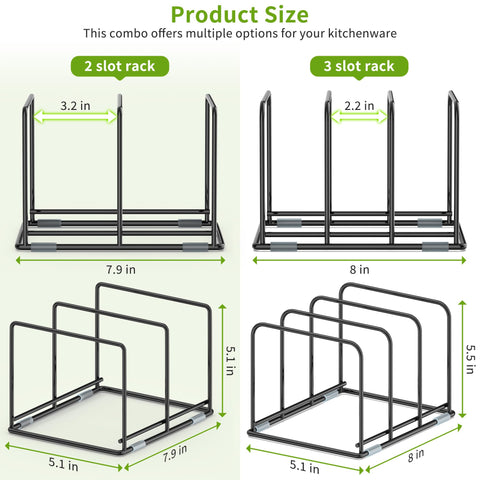 Laemyfyre pan-and-pot-organizer-rack 3-slot area for slim bakeware and boards