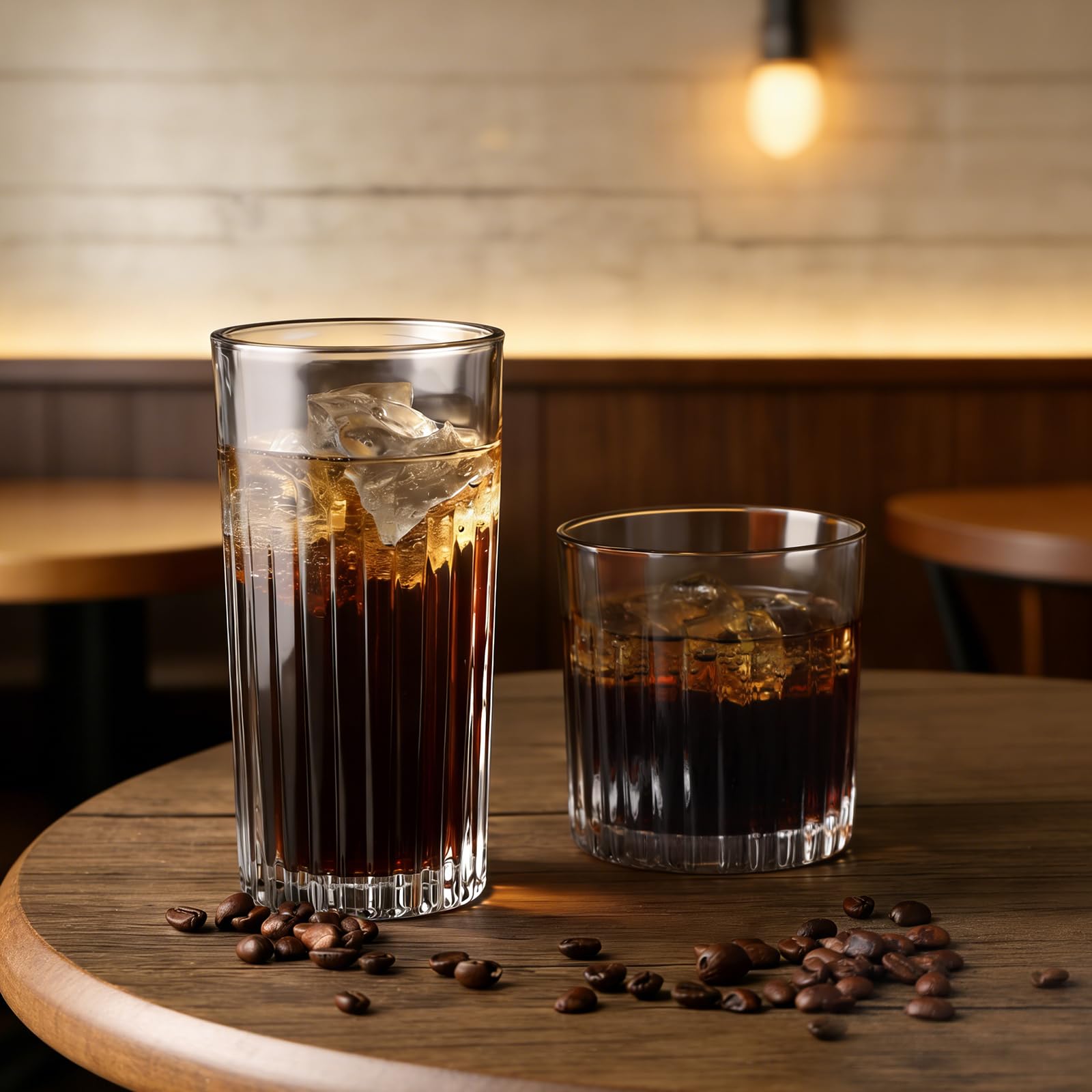 Laerjin ribbed glass texture adds visual interest and comfortable handling.