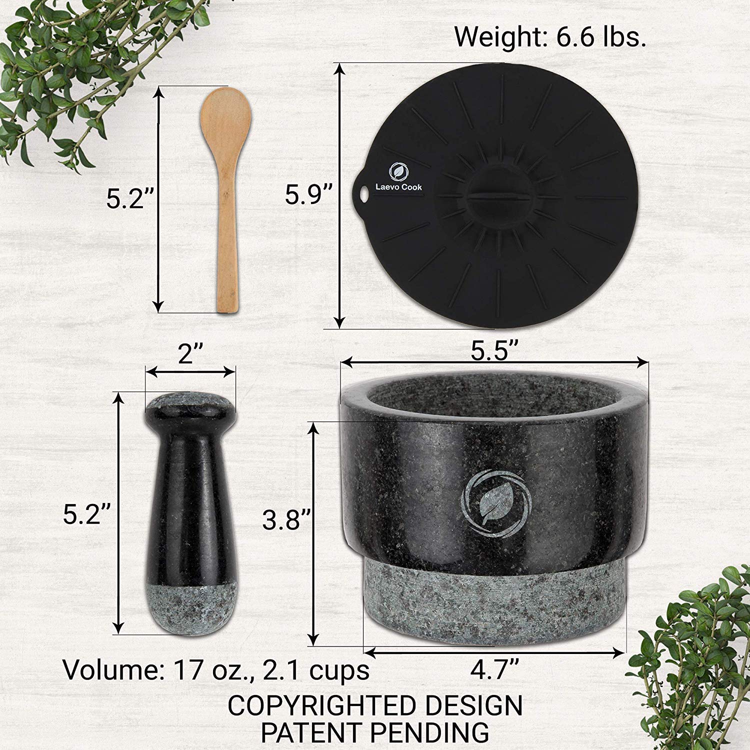 Laevo 2.1 cup capacity ideal for small batches of guacamole and pesto