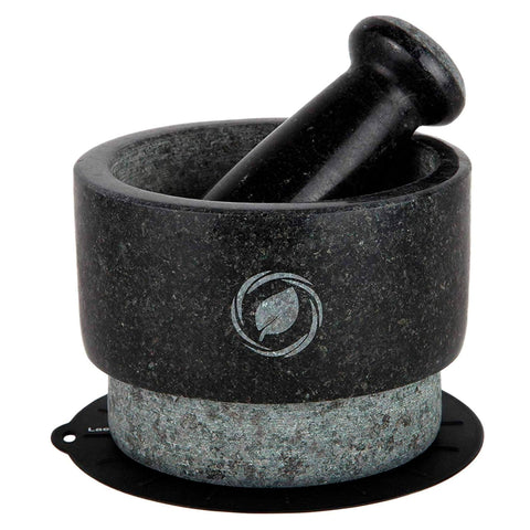Laevo large black granite mortar and pestle for smooth grinding of spices