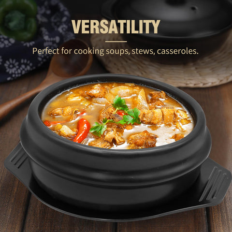 Laffoonparts stone bowl with tray keeps hot dishes stable on the table