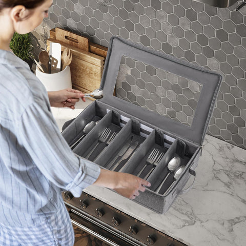 Lafulling foldable flatware storage box for easy packing and storage.