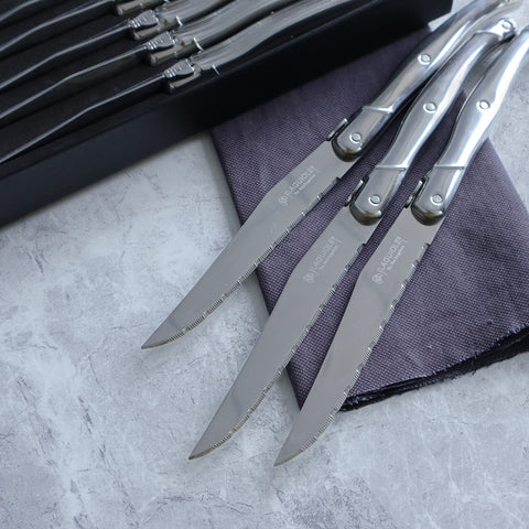 Laguiole by Hailingshan stainless steel handle close-up with premium shine