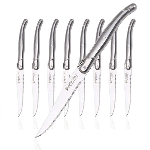 Laguiole by Hailingshan steak knives serrated edge close-up for effortless slicing