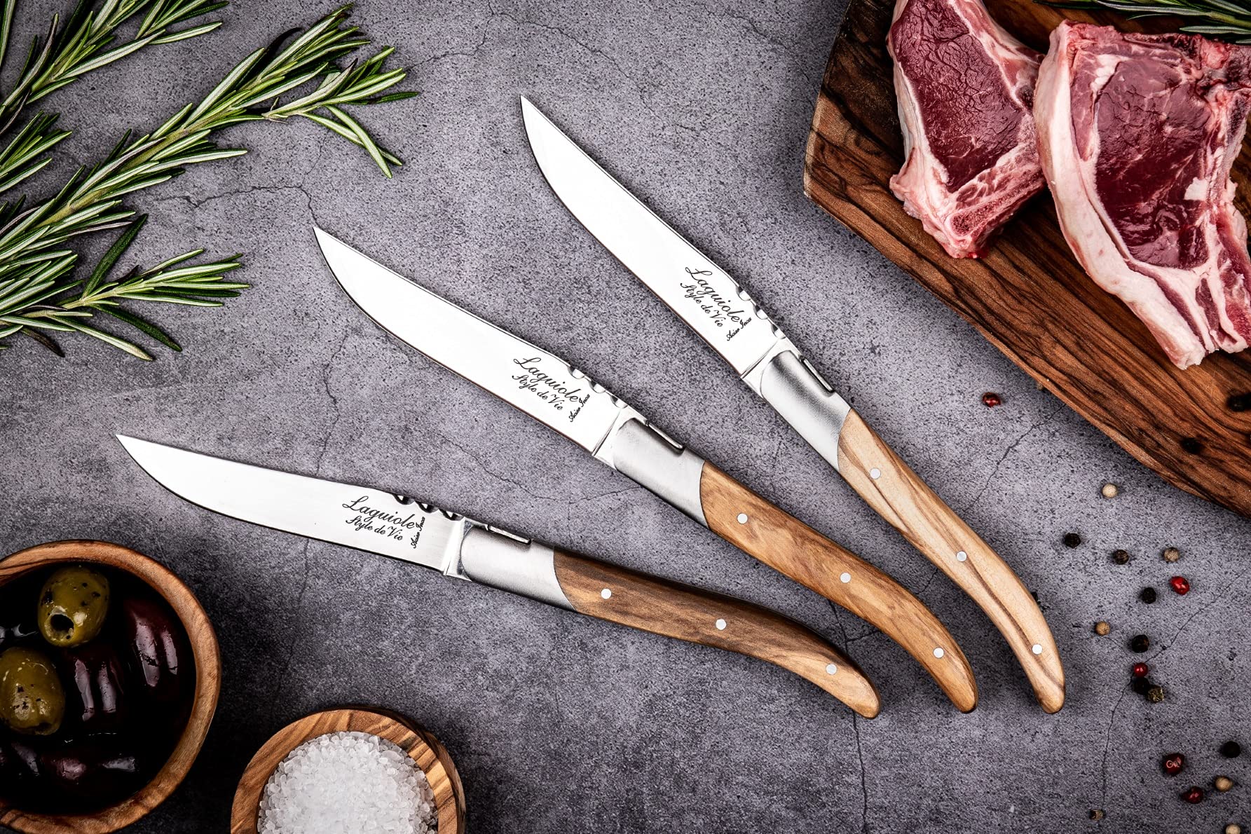 Laguiole Style de Vie knives are not dishwasher safe to protect finish.