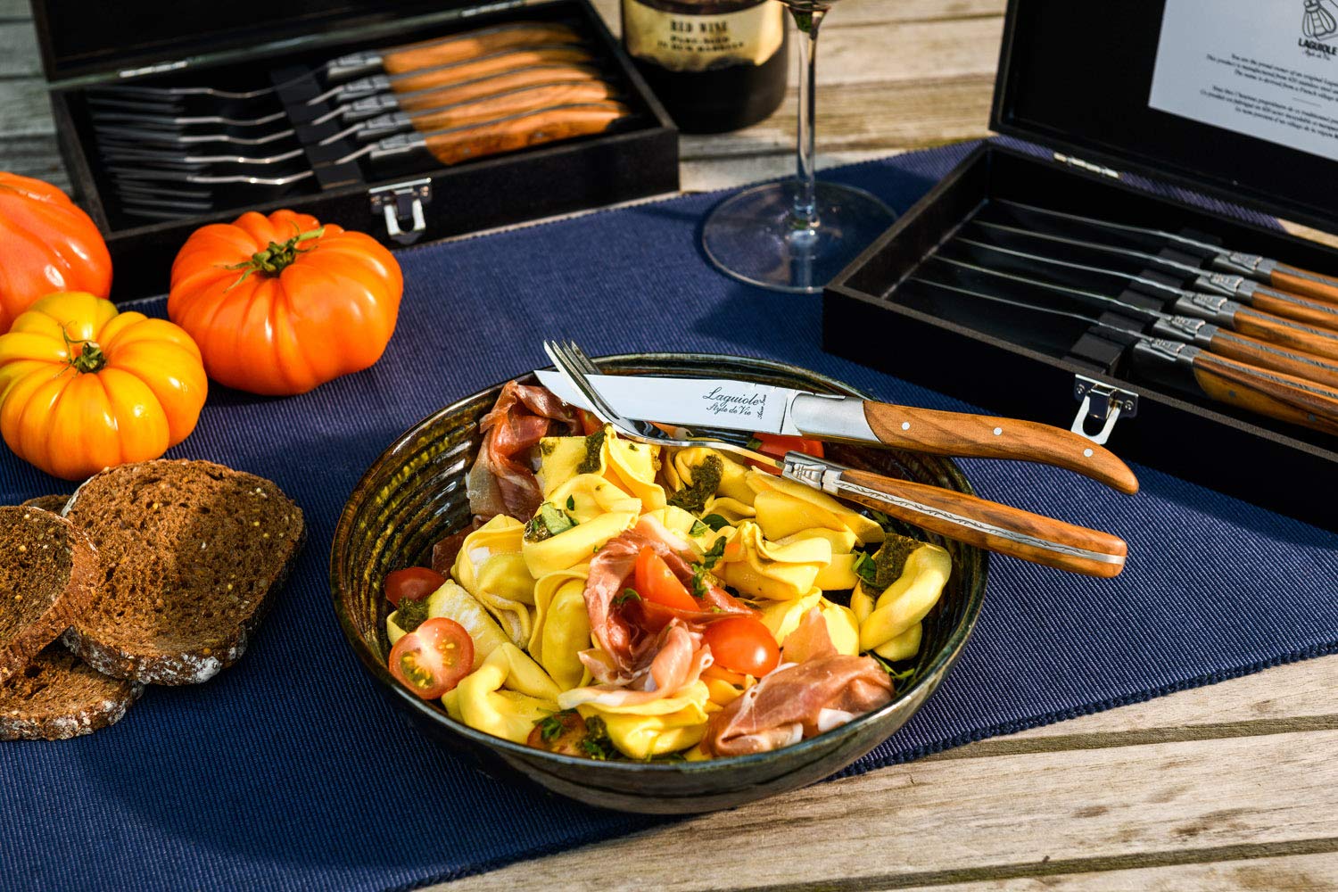 Laguiole Style de Vie luxury knives with stainless steel blades for precise slicing.